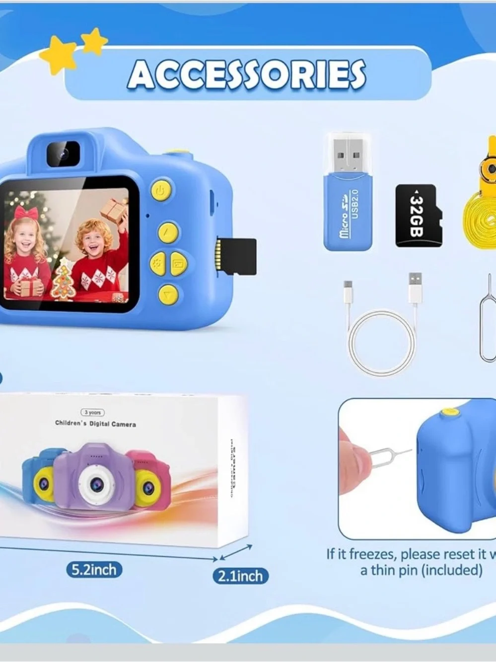 Kids Digital Camera with 32GB SD card